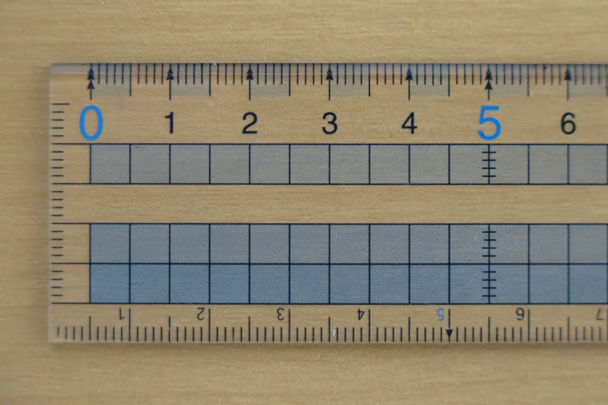 Ruler with centimeter markings to check ID photo size after printing
