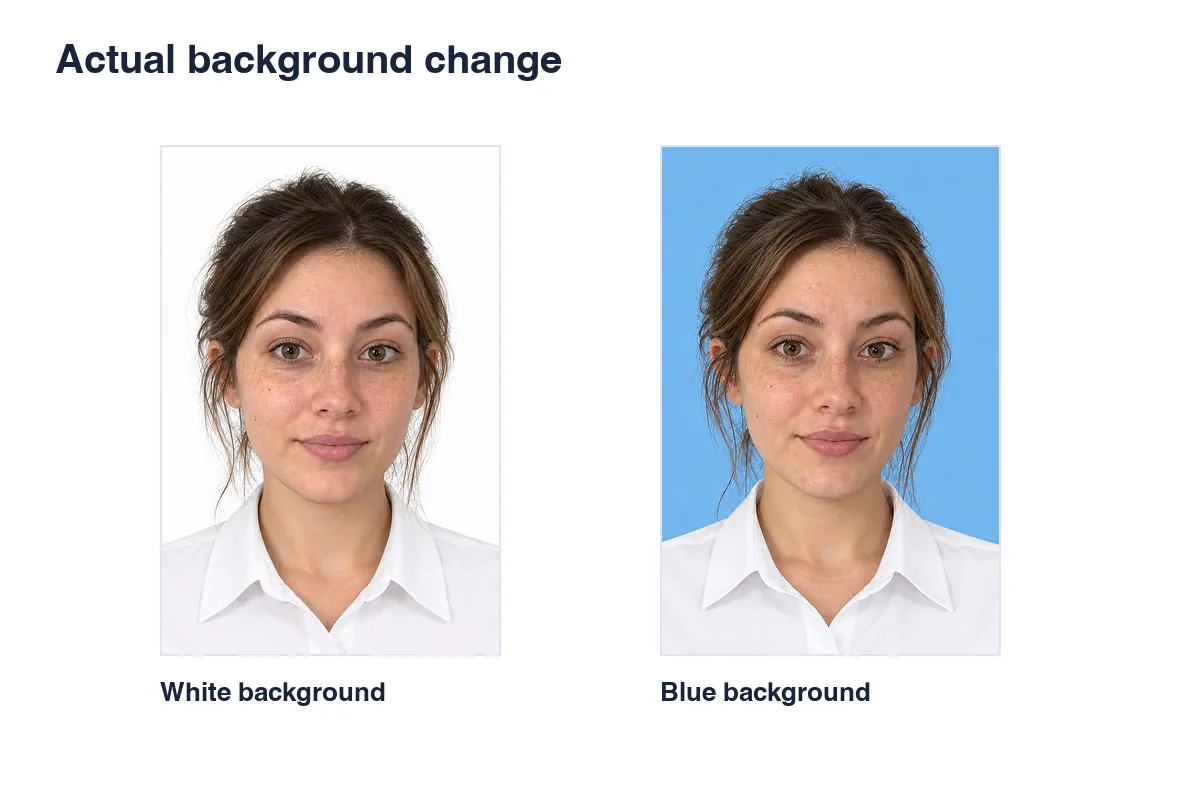 Real portrait before and after changing the background to white on Rakuphoto.